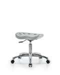 Polyurethane Tractor Stool Chrome - Desk Height with Chrome Casters in Gray Polyurethane PTDHSL-CR-CC-GRY