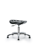 Polyurethane Tractor Stool Chrome - Desk Height with Stationary Glides in Black Polyurethane PTDHSL-CR-RG-BLK