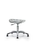 Polyurethane Tractor Stool Chrome - Desk Height with Stationary Glides in Gray Polyurethane PTDHSL-CR-RG-GRY