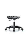 Polyurethane Tractor Stool - Desk Height with Casters in Black Polyurethane PTDHSL-RG-RC-BLK