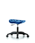 Polyurethane Tractor Stool - Desk Height with Casters in Blue Polyurethane PTDHSL-RG-RC-BLU