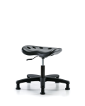 Polyurethane Tractor Stool - Desk Height with Stationary Glides in Black Polyurethane PTDHSL-RG-RG-BLK