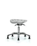 Polyurethane Tractor Sit-Stand Stool Chrome - Desk Height with Stationary Glides in Gray Polyurethane PTDHSO-CR-RG-GRY