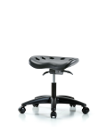 Polyurethane Tractor Sit-Stand Stool - Desk Height with Casters in Black Polyurethane PTDHSO-RG-RC-BLK