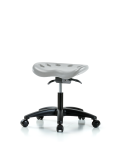 Polyurethane Tractor Sit-Stand Stool - Desk Height with Casters in Gray Polyurethane PTDHSO-RG-RC-GRY