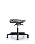 Polyurethane Tractor Sit-Stand Stool - Desk Height with Stationary Glides in Black Polyurethane PTDHSO-RG-RG-BLK