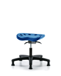 Polyurethane Tractor Sit-Stand Stool - Desk Height with Stationary Glides in Blue Polyurethane PTDHSO-RG-RG-BLU
