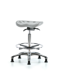 Polyurethane Tractor Sit-Stand Chrome with Chrome Foot Ring in Gray Polyurethane PTHBST-CR-CF-RG-GRY