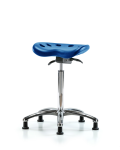 Polyurethane Tractor Sit-Stand Chrome in Blue Polyurethane PTHBST-CR-NF-RG-BLU