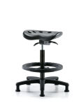 Polyurethane Tractor Sit-Stand with Black Foot Ring in Black Polyurethane PTHBST-RG-BF-RG-BLK