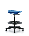 Polyurethane Tractor Sit-Stand with Black Foot Ring in Blue Polyurethane PTHBST-RG-BF-RG-BLU