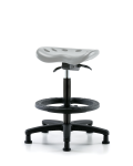 Polyurethane Tractor Sit-Stand with Black Foot Ring in Gray Polyurethane PTHBST-RG-BF-RG-GRY