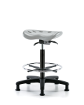 Polyurethane Tractor Sit-Stand with Chrome Foot Ring in Gray Polyurethane PTHBST-RG-CF-RG-GRY