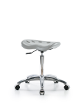 Polyurethane Tractor Stool Chrome - Medium Bench Height with Chrome Casters in Gray Polyurethane PTMBSL-CR-NF-CC-GRY