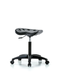 Polyurethane Tractor Stool - Medium Bench Height with Casters in Black Polyurethane PTMBSL-RG-NF-RC-BLK
