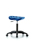 Polyurethane Tractor Stool - Medium Bench Height with Casters in Blue Polyurethane PTMBSL-RG-NF-RC-BLU