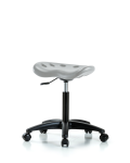 Polyurethane Tractor Stool - Medium Bench Height with Casters in Gray Polyurethane PTMBSL-RG-NF-RC-GRY