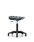 Polyurethane Tractor Stool - Medium Bench Height with Stationary Glides in Black Polyurethane PTMBSL-RG-NF-RG-BLK