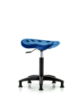 Polyurethane Tractor Stool - Medium Bench Height with Stationary Glides in Blue Polyurethane PTMBSL-RG-NF-RG-BLU