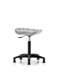 Polyurethane Tractor Stool - Medium Bench Height with Stationary Glides in Gray Polyurethane PTMBSL-RG-NF-RG-GRY