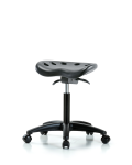 Polyurethane Tractor Sit-Stand Stool - Medium Bench Height with Casters in Black Polyurethane PTMBSO-RG-NF-RC-BLK