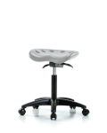 Polyurethane Tractor Sit-Stand Stool - Medium Bench Height with Casters in Gray Polyurethane PTMBSO-RG-NF-RC-GRY