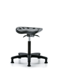 Polyurethane Tractor Sit-Stand Stool - Medium Bench Height with Stationary Glides in Black Polyurethane PTMBSO-RG-NF-RG-BLK