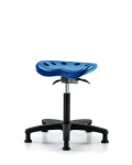 Polyurethane Tractor Sit-Stand Stool - Medium Bench Height with Stationary Glides in Blue Polyurethane PTMBSO-RG-NF-RG-BLU