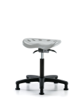 Polyurethane Tractor Sit-Stand Stool - Medium Bench Height with Stationary Glides in Gray Polyurethane PTMBSO-RG-NF-RG-GRY