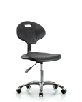 Erie Polyurethane Chair Chrome - Desk Height with Chrome Casters in Black Polyurethane TPDHCH-CR-A0-CC-BLK