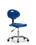 Erie Polyurethane Chair Chrome - Desk Height with Chrome Casters in Blue Polyurethane TPDHCH-CR-A0-CC-BLU