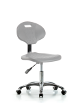 Erie Polyurethane Chair Chrome - Desk Height with Chrome Casters in Gray Polyurethane TPDHCH-CR-A0-CC-GRY