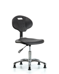 Erie Polyurethane Chair Chrome - Desk Height with Stationary Glides in Black Polyurethane TPDHCH-CR-A0-RG-BLK