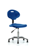 Erie Polyurethane Chair Chrome - Desk Height with Stationary Glides in Blue Polyurethane TPDHCH-CR-A0-RG-BLU