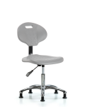 Erie Polyurethane Chair Chrome - Desk Height with Stationary Glides in Gray Polyurethane TPDHCH-CR-A0-RG-GRY