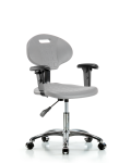 Erie Polyurethane Chair Chrome - Desk Height with Adjustable Arms & Chrome Casters in Gray Polyurethane TPDHCH-CR-A1-CC-GRY