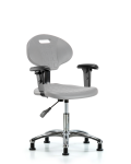 Erie Polyurethane Chair Chrome - Desk Height with Adjustable Arms & Stationary Glides in Gray Polyurethane TPDHCH-CR-A1-RG-GRY