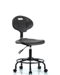 Erie Polyurethane Chair - Desk Height with Round Tube Base & Casters in Black Polyurethane TPDHCH-RT-A0-RC-BLK