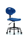 Erie Polyurethane Chair - Desk Height with Round Tube Base & Casters in Blue Polyurethane TPDHCH-RT-A0-RC-BLU