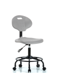 Erie Polyurethane Chair - Desk Height with Round Tube Base & Casters in Gray Polyurethane TPDHCH-RT-A0-RC-GRY