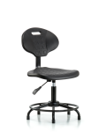 Erie Polyurethane Chair - Desk Height with Round Tube Base & Stationary Glides in Black Polyurethane TPDHCH-RT-A0-RG-BLK