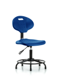 Erie Polyurethane Chair - Desk Height with Round Tube Base & Stationary Glides in Blue Polyurethane TPDHCH-RT-A0-RG-BLU