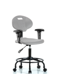 Erie Polyurethane Chair - Desk Height with Adjustable Arms, Round Tube Base & Casters in Gray Polyurethane TPDHCH-RT-A1-RC-GRY