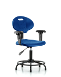 Erie Polyurethane Chair - Desk Height with Adjustable Arms, Round Tube Base & Stationary Glides in Blue Polyurethane TPDHCH-RT-A1-RG-BLU