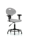 Erie Polyurethane Chair - Desk Height with Adjustable Arms, Round Tube Base & Stationary Glides in Gray Polyurethane TPDHCH-RT-A1-RG-GRY