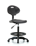Erie Polyurethane Chair - High Bench Height with Black Foot Ring & Casters in Black Polyurethane TPHBCH-RG-A0-BF-RC-BLK