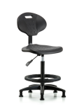 Erie Polyurethane Chair - High Bench Height with Black Foot Ring & Stationary Glides in Black Polyurethane TPHBCH-RG-A0-BF-RG-BLK