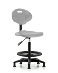 Erie Polyurethane Chair - High Bench Height with Black Foot Ring & Stationary Glides in Gray Polyurethane TPHBCH-RG-A0-BF-RG-GRY