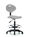 Erie Polyurethane Chair - High Bench Height with Chrome Foot Ring & Casters in Gray Polyurethane TPHBCH-RG-A0-CF-RC-GRY