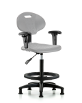 Erie Polyurethane Chair - High Bench Height with Black Foot Ring, Adjustable Arms, & Stationary Glides in Gray Polyurethane TPHBCH-RG-A1-BF-RG-GRY